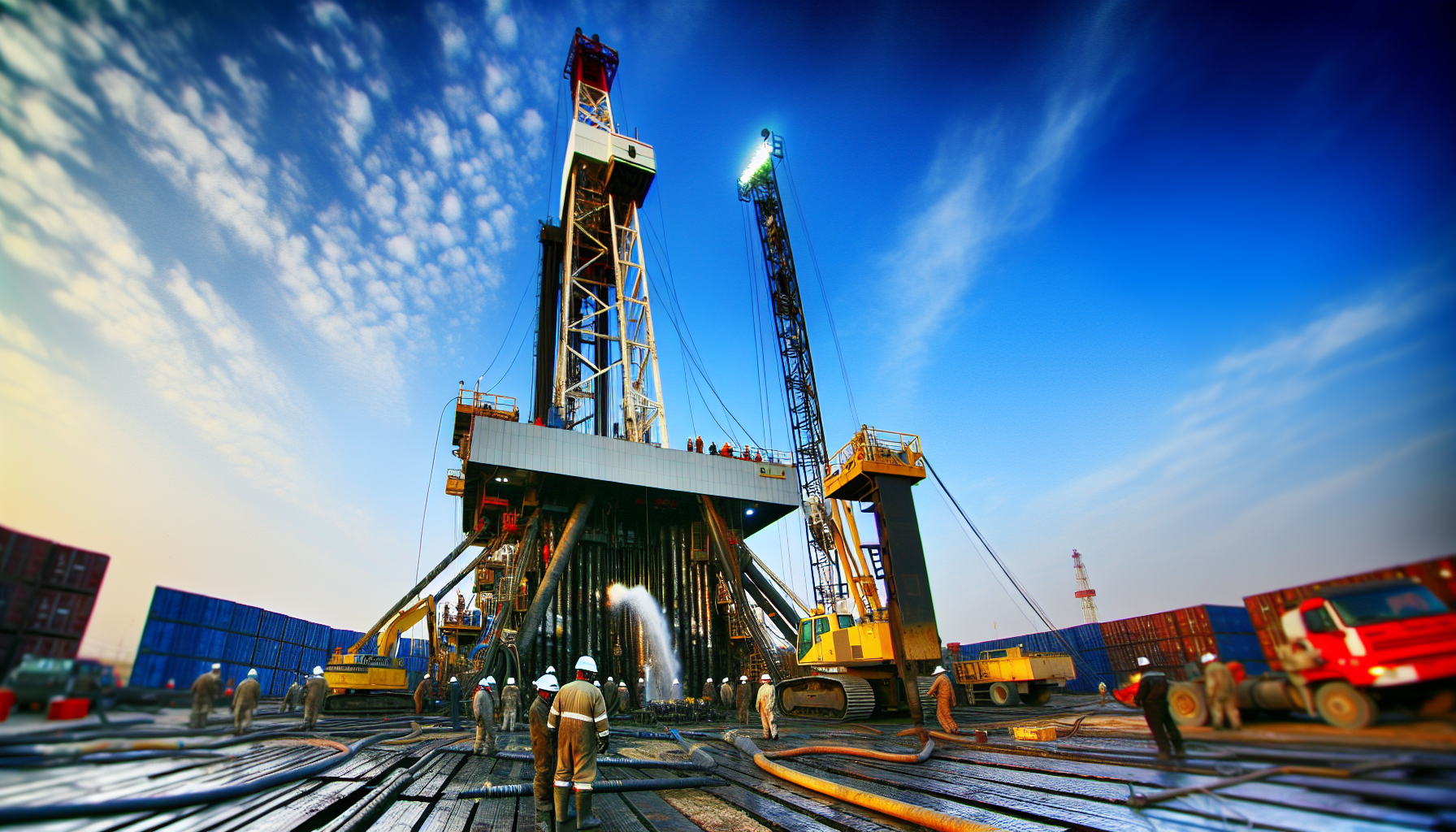 A powerful drilling rig in operation